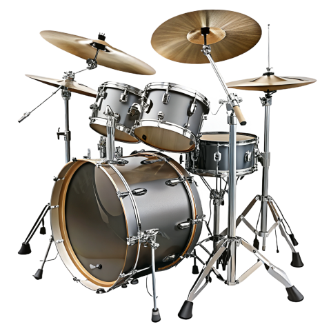 Professional Drum Kit on Transparent Background