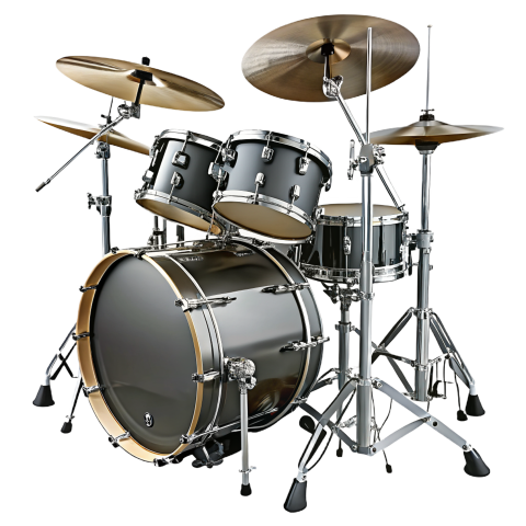Professional Drum Kit on Transparent Background