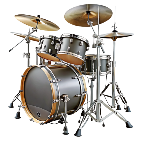 Professional Drum Kit on Transparent Background