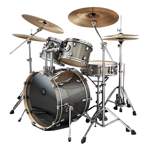 Professional Drum Kit on Transparent Background