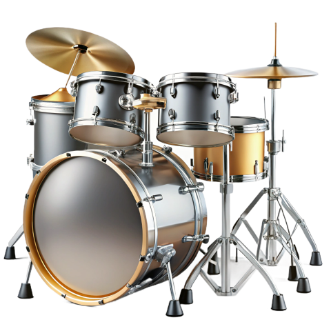 Professional Drum Kit on Transparent Background