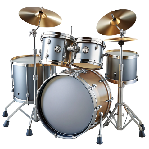 Professional Drum Kit on Transparent Background