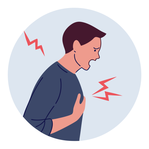Man Experiencing Chest Pain with Health Risk Indicators Illustrating Discomfort