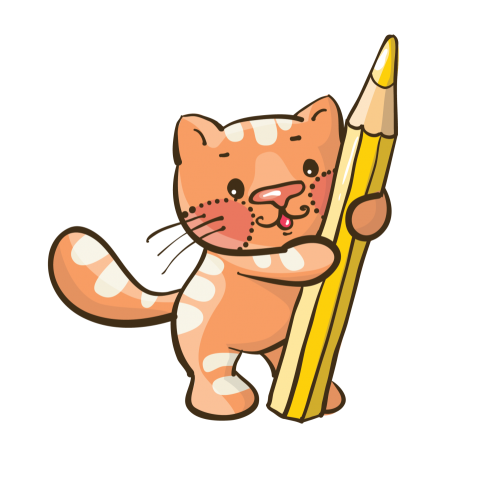 Cute Cat and Pencil Png