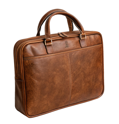 Brown leather briefcase png image