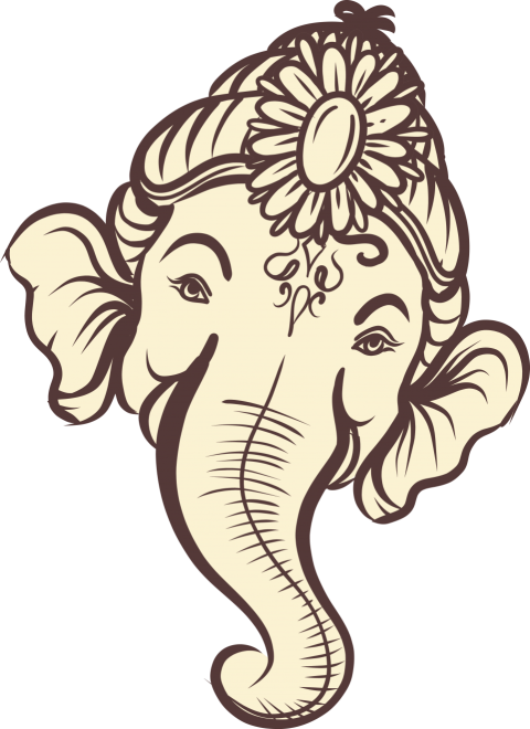 Lord Ganesha Head Line Art Design